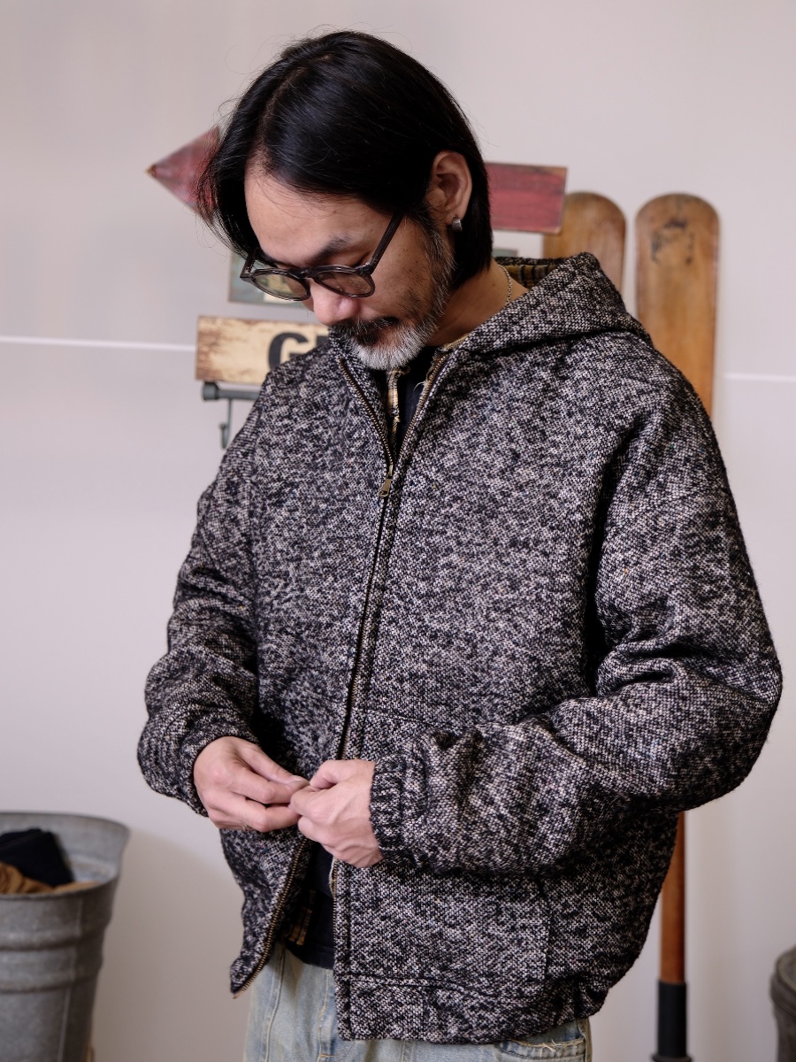 레이버유니온 빈티지  헤비울 트위드 후드 더블 집업 점퍼 LU738