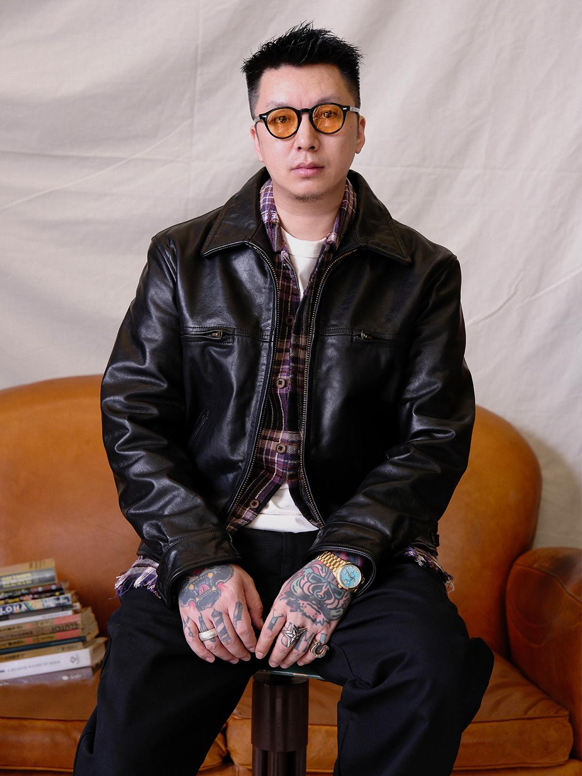 레이버유니온 빈티지  유니온 빈티지 핸드 왁스나염  헤링본 소가죽 자켓코트 LU864