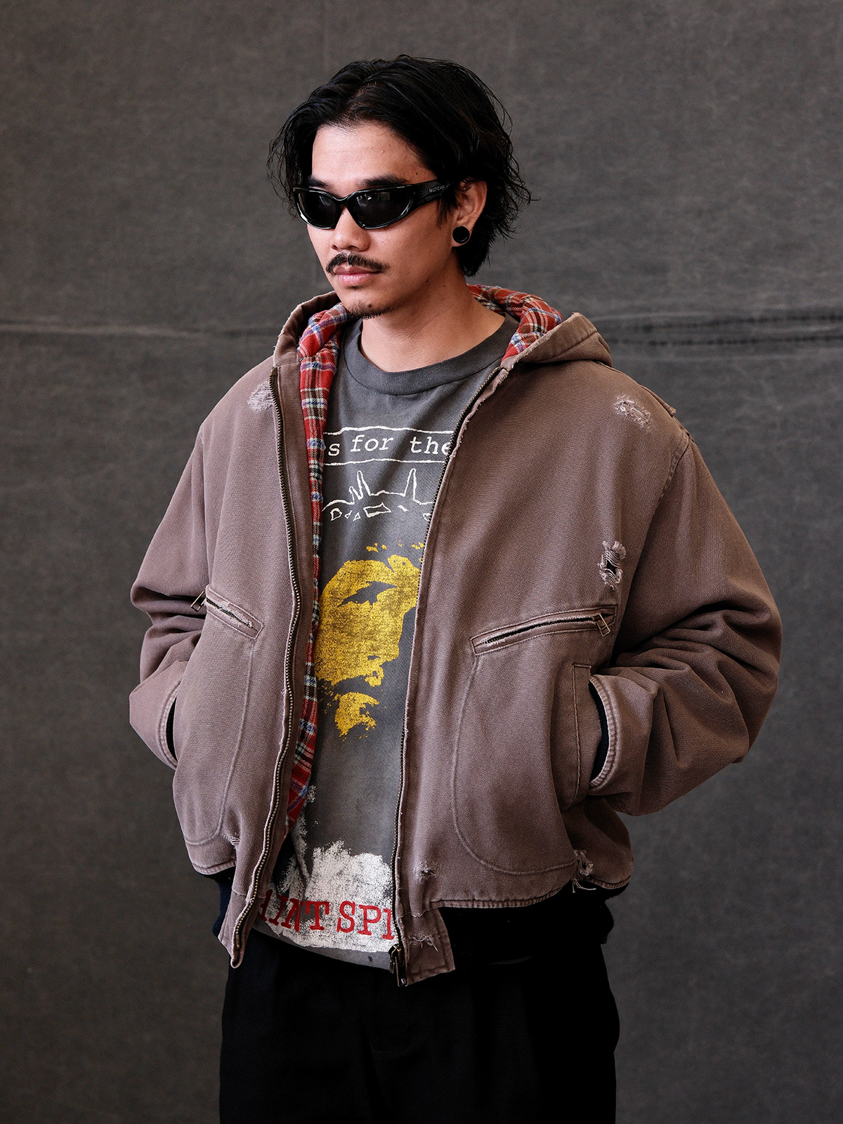 레이버유니온  데미지 워싱 후드집업 점퍼  LU880