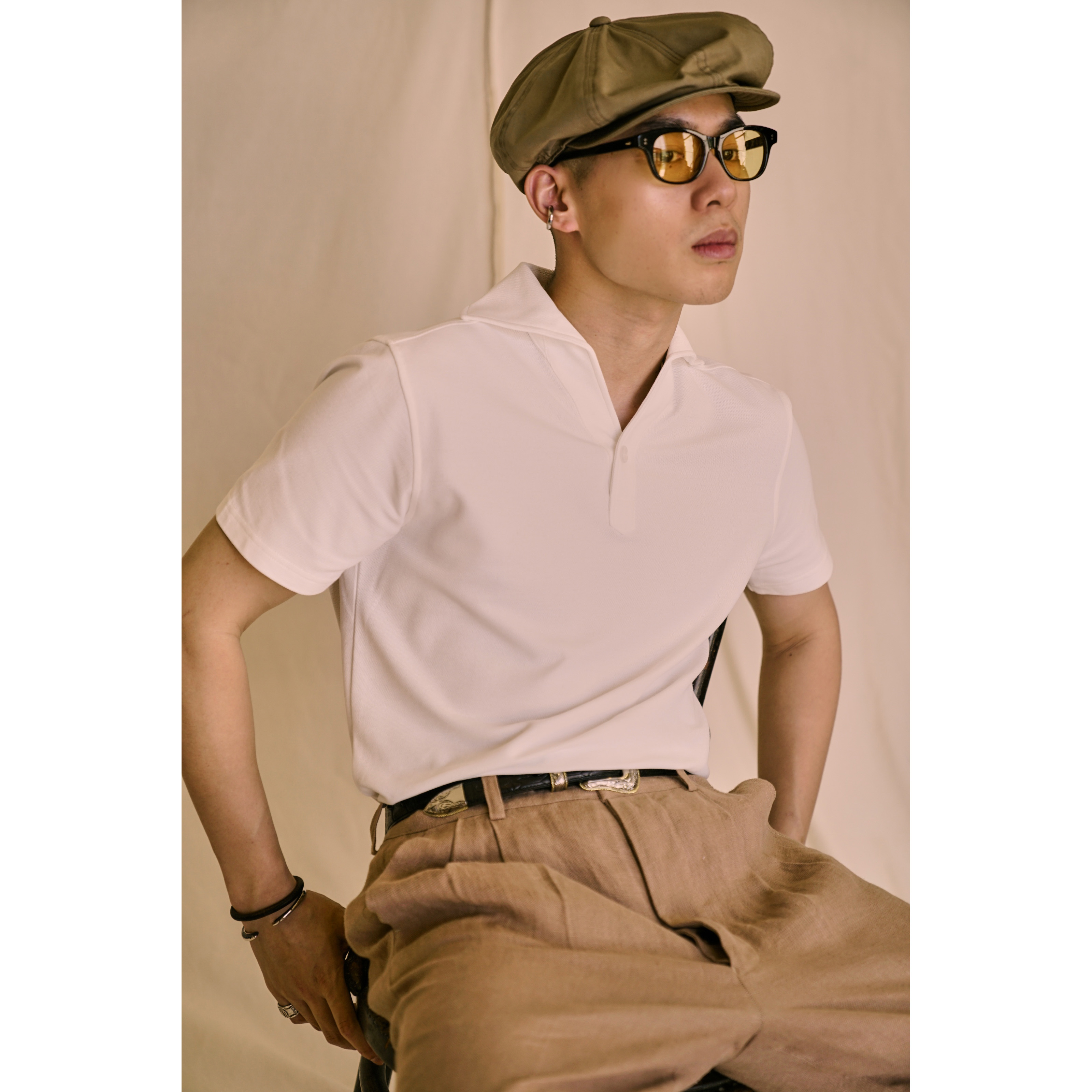 레이버유니온 보트넥 폴로 니트 반팔 티셔츠 YK465