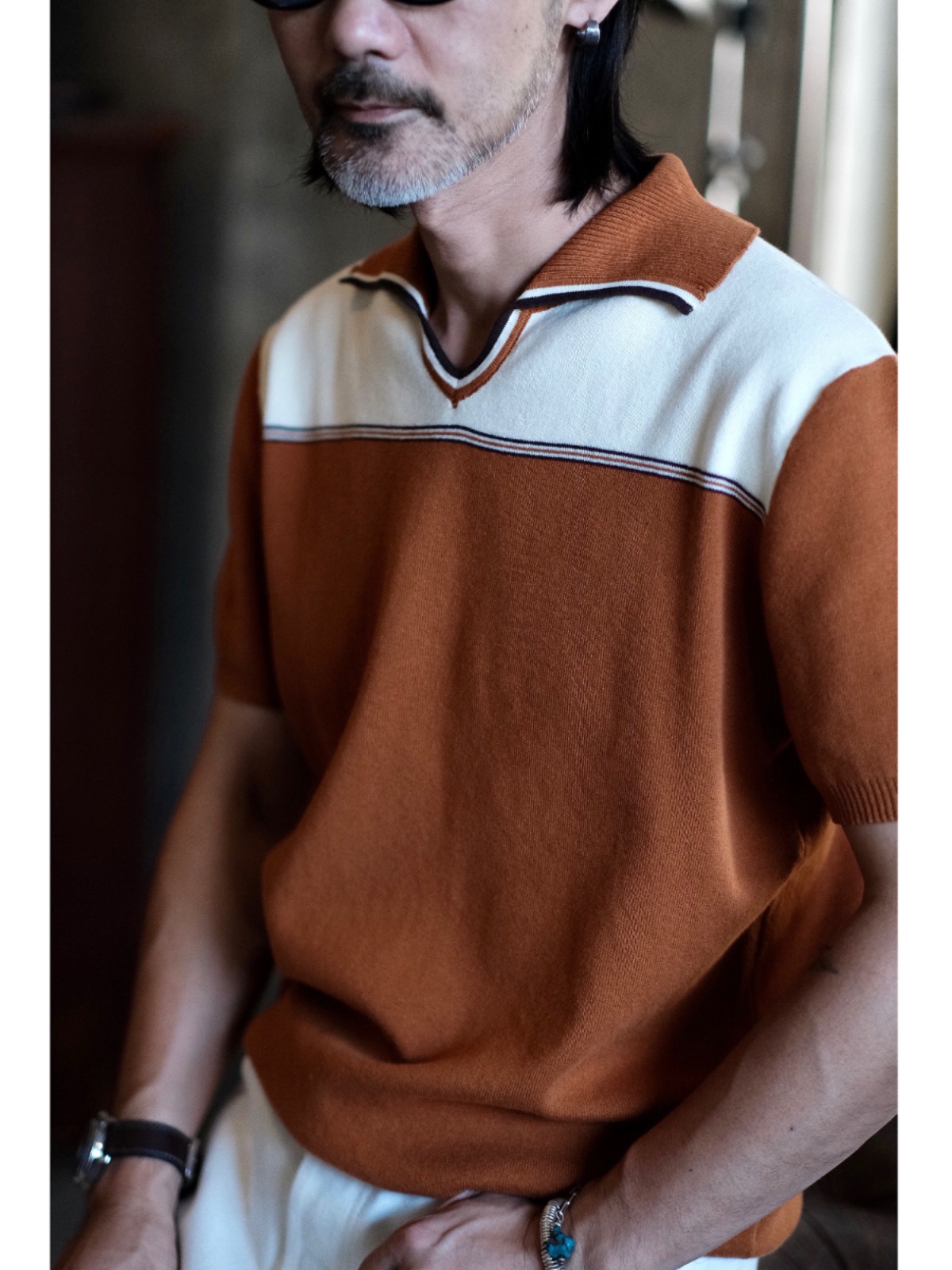 레이버유니온 자카드배색 폴로 니트티셔츠 LU707