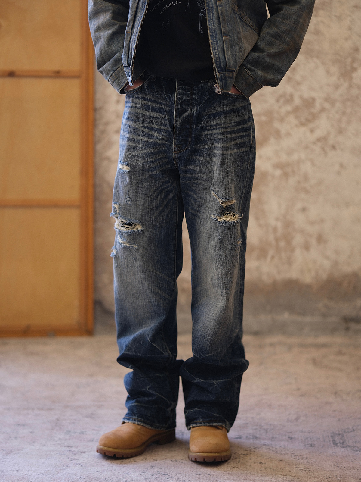 레이버유니온 워싱 데미지 데님 LU916