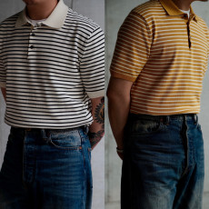 레이버유니온   폴로 니트 스트라이프 티셔츠   LU583